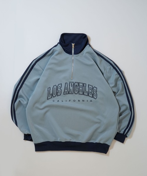 Anytime Songs(エニータイムソングス)の「half zip track jacket/フロントロゴ刺繍 ハーフジップ トラックジャケット(ジャージ・メンズ・オフホワイト/ネイビー/サックスブルー/ワイン・M/XL/L)」の4枚目の写真