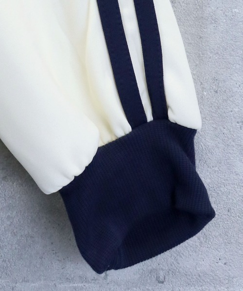 Anytime Songs(エニータイムソングス)の「half zip track jacket/フロントロゴ刺繍 ハーフジップ トラックジャケット(ジャージ・メンズ・オフホワイト/ネイビー/サックスブルー/ワイン・M/XL/L)」の10枚目の写真