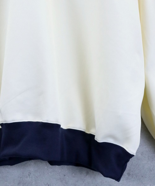 Anytime Songs(エニータイムソングス)の「half zip track jacket/フロントロゴ刺繍 ハーフジップ トラックジャケット(ジャージ・メンズ・オフホワイト/ネイビー/サックスブルー/ワイン・M/XL/L)」の9枚目の写真