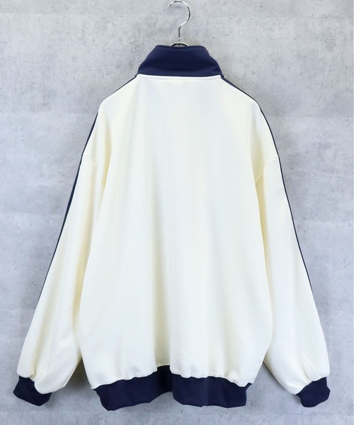 Anytime Songs(エニータイムソングス)の「half zip track jacket/フロントロゴ刺繍 ハーフジップ トラックジャケット(ジャージ・メンズ・オフホワイト/ネイビー/サックスブルー/ワイン・M/XL/L)」の7枚目の写真
