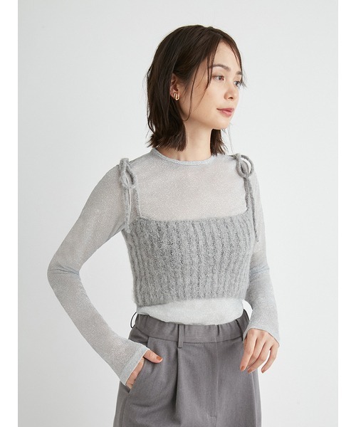 emmi(エミ)の「シャギーニットキャミソール(ニット/セーター・レディース・グレー/レッド/ブラック・FREE)」の14枚目の写真