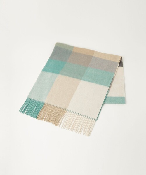 green label relaxing（グリーンレーベルリラクシング）の「ウールチェック ストール / マフラー（マフラー・レディース・ライトグレー/ピンク/ライム/イエロー/パープル・FREE）」の3枚目の写真