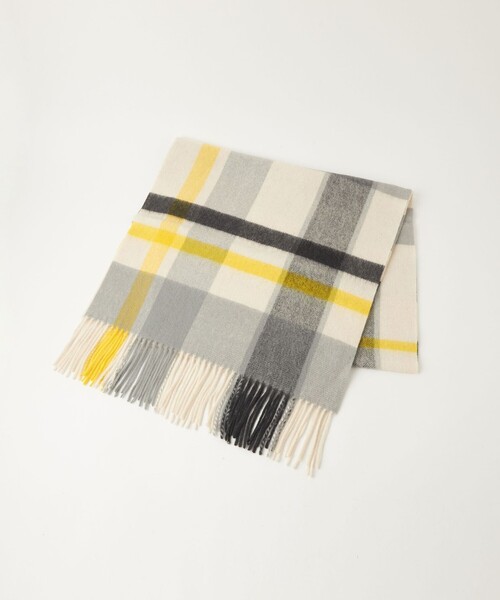 green label relaxing（グリーンレーベルリラクシング）の「ウールチェック ストール / マフラー（マフラー・レディース・ライトグレー/ピンク/ライム/イエロー/パープル・FREE）」の16枚目の写真