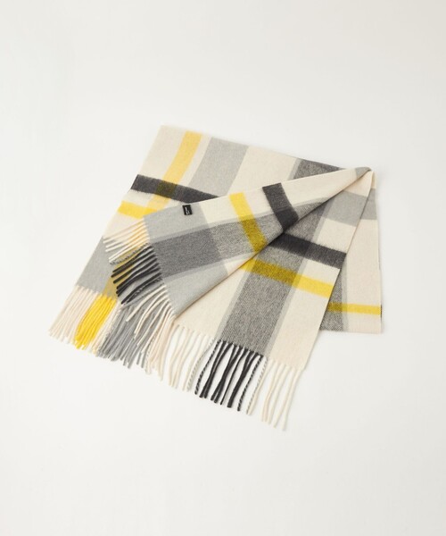 green label relaxing（グリーンレーベルリラクシング）の「ウールチェック ストール / マフラー（マフラー・レディース・ライトグレー/ピンク/ライム/イエロー/パープル・FREE）」の17枚目の写真