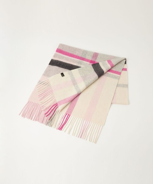 green label relaxing（グリーンレーベルリラクシング）の「ウールチェック ストール / マフラー（マフラー・レディース・ライトグレー/ピンク/ライム/イエロー/パープル・FREE）」の20枚目の写真