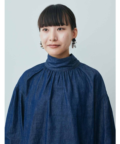 MEDE19F 前後2ウェイデニムボウタイブラウス〈ブルー