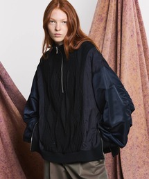MAISON SPECIAL（メゾンスペシャル）の「《UNISEX》Different Material Docking Prime-Over Half Zip Pullover/異素材ドッキングプライムオーバーハーフジッププルオーバー【MAISON SPECIAL/メゾンスペシャル】（ニット/セーター・レディース）」