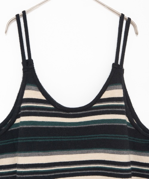 LOSUCA（ロスカ）の「ボーダーニットキャミワンピース  / ニットワンピース ボーダー ロング丈 ナチュラル フレンチ レトロ ヴィンテージ シティガール（ワンピース・レディース・ブラック・FREE）」の14枚目の写真