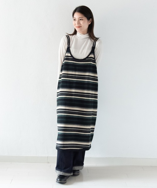 LOSUCA（ロスカ）の「ボーダーニットキャミワンピース  / ニットワンピース ボーダー ロング丈 ナチュラル フレンチ レトロ ヴィンテージ シティガール（ワンピース・レディース・ブラック・FREE）」の17枚目の写真