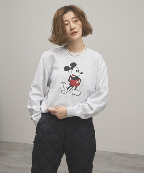 OUTDOOR PRODUCTS（アウトドアプロダクツ）の「GOOD ROCK SPEED Disney / 裏毛スウェットプルオーバー（Tシャツ/カットソー・レディース・ネイビー/チャコールグレー・FREE）」の4枚目の写真