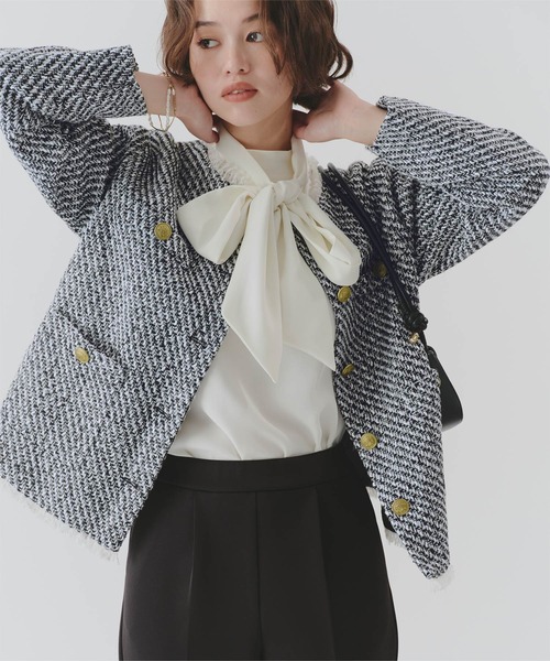 titivate（ティティベイト）の「ノーカラーツイードジャケット（ノーカラージャケット・レディース・グレー/ホワイト系その他/ブラック・L/M/S）」の18枚目の写真