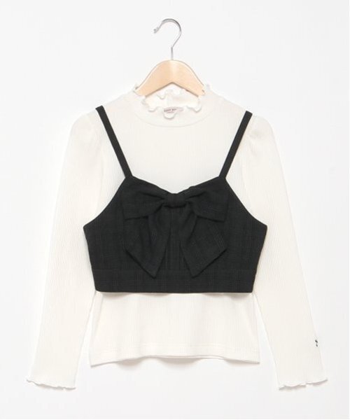 メゾピアノジュニア Tシャツ パフスリーブ袖 リボン ベリーちゃん ピンク150 メゾピアノジュニア(mezzo piano junior)パフスリーブ