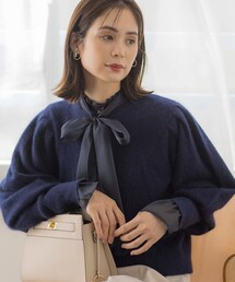 フラッフィーファー パフスリーブニット