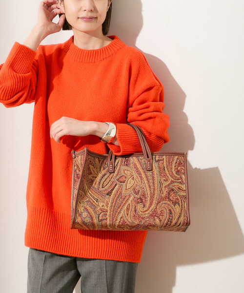 ISLAND TIDES(アイランドタイド)の「別注【ISLAND TIDES/アイランドタイド】ラムズウールC/N(ニット/セーター・レディース・サックスブルー/ネイビー/オレンジ・34)」の3枚目の写真