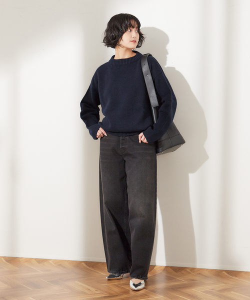 ISLAND TIDES(アイランドタイド)の「別注【ISLAND TIDES/アイランドタイド】ラムズウールC/N(ニット/セーター・レディース・サックスブルー/ネイビー/オレンジ・34)」の7枚目の写真