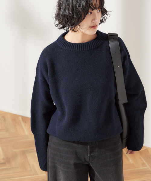 ISLAND TIDES(アイランドタイド)の「別注【ISLAND TIDES/アイランドタイド】ラムズウールC/N(ニット/セーター・レディース・サックスブルー/ネイビー/オレンジ・34)」の11枚目の写真