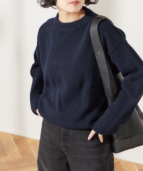 ISLAND TIDES(アイランドタイド)の「別注【ISLAND TIDES/アイランドタイド】ラムズウールC/N(ニット/セーター・レディース・サックスブルー/ネイビー/オレンジ・34)」の12枚目の写真