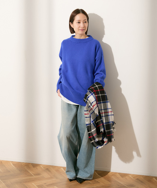 ISLAND TIDES(アイランドタイド)の「別注【ISLAND TIDES/アイランドタイド】ラムズウールC/N(ニット/セーター・レディース・サックスブルー/ネイビー/オレンジ・34)」の15枚目の写真