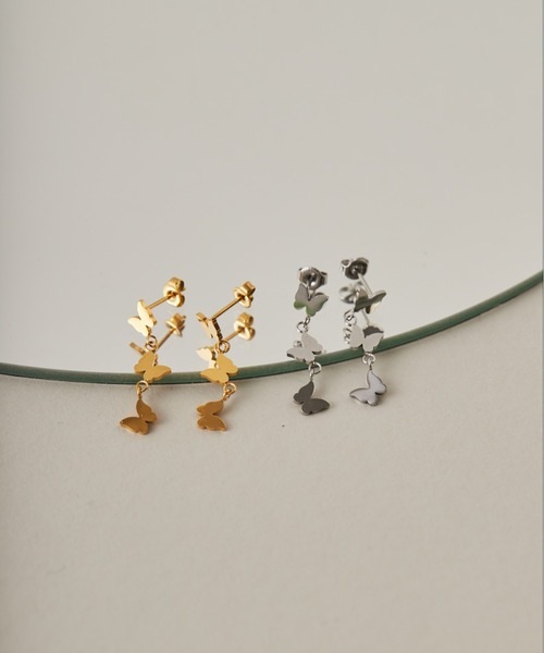 ciite' surgical stainless（シーテサージカルステンレス）の「【 金属アレルギー対応 】 バタフライピアス サージカルステンレス   (両耳用)（ピアス（両耳用）・レディース・ゴールド/シルバー・FREE）」の3枚目の写真