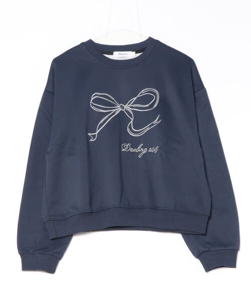Mayree（メイリー）の「【Mayree】 刺繍 リボン デザイン トレーナー スウェット（スウェット・レディース・ネイビー/グレー・X-LARGE/LARGE/MEDIUM）」の7枚目の写真