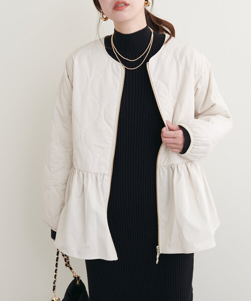 natural couture（ナチュラルクチュール）の「キルティングペプラムジャケット（その他アウター・レディース・アイボリー/チャコールグレー/ブラック・FREE）」の9枚目の写真