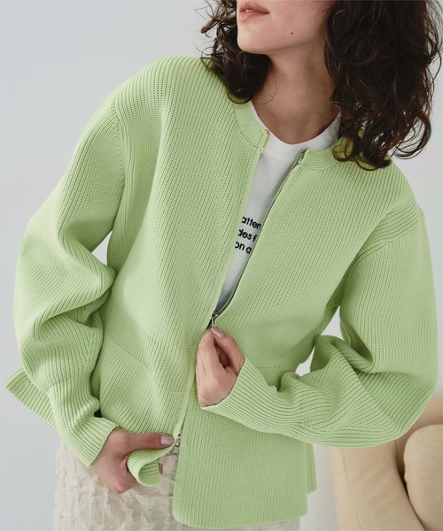 Wジップペプラムニットカーディガン（カーディガン/ボレロ）｜titivate