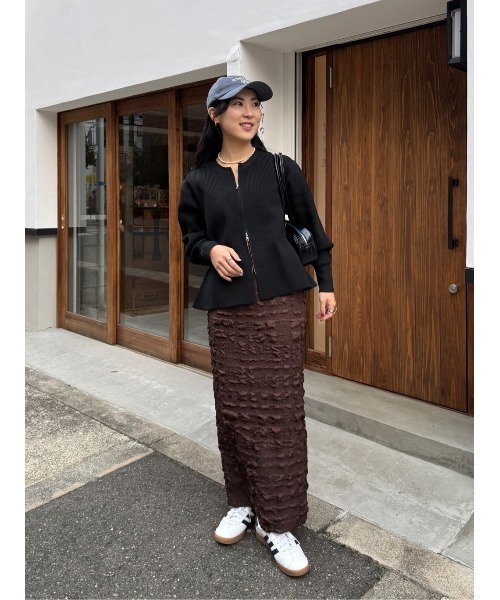 美品 CADUNE ペプラムZIPカーディガン ブラック M 新品】CADUNE