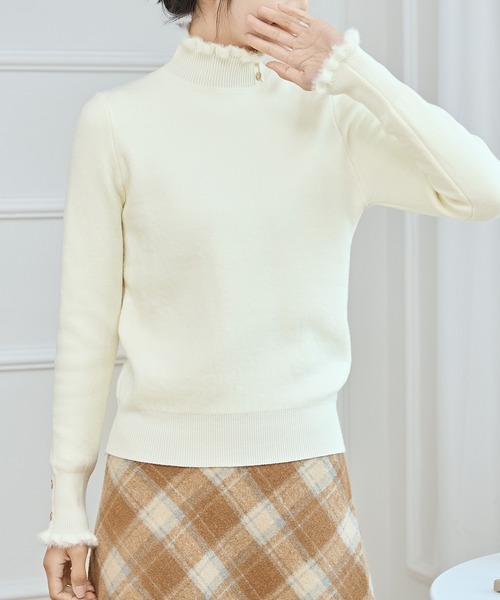 【新品未使用】プリーツプリーズ PLANET KNIT オフホワイト ニット ファートリムニット | ニット | NOELA OFFICIAL WEB STORE