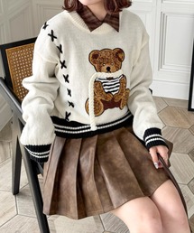 clear | サガラ刺繍ベアワッペンニットトップス [立体感 トレンド ゆったりシルエット]≪WEB先行販売/2024AW新作≫(ニット/セーター)