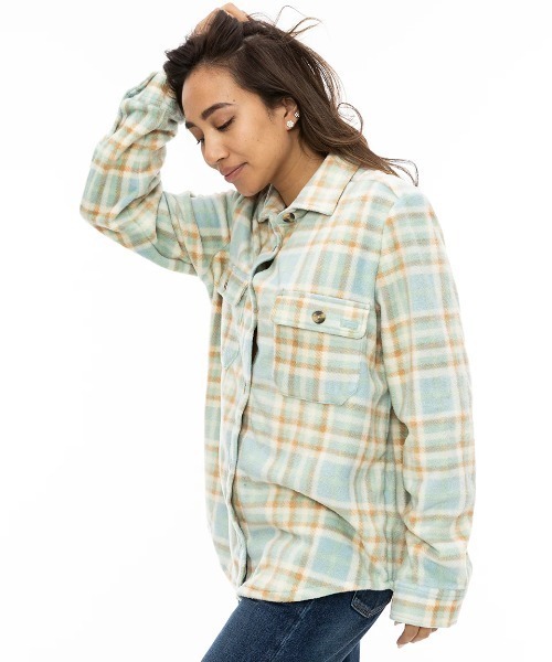 BILLABONG(ビラボン)の「BILLABONG レディース FORGE FLEECE 0 長袖シャツ/ビラボン総柄フリース長袖シャツ(シャツ/ブラウス・レディース・ライトブルー/ブラック/ネイビー/ブルー・MEDIUM)」の3枚目の写真