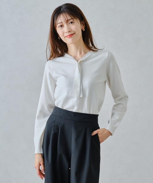 MISCH MASCH(ミッシュマッシュ)の「パールリング付きラメボウタイニット/MM448319(ニット/セーター・レディース・ホワイト/ブラック/グレー/ブルー・フリ-)」の20枚目の写真