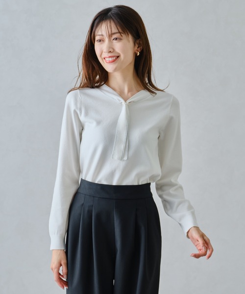 MISCH MASCH(ミッシュマッシュ)の「パールリング付きラメボウタイニット/MM448319(ニット/セーター・レディース・ホワイト/ブラック/グレー/ブルー・フリ-)」の19枚目の写真