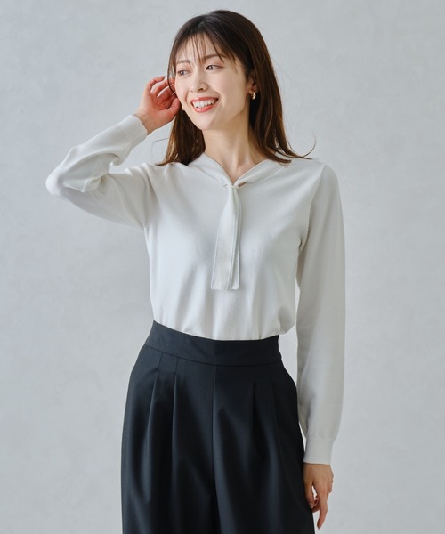 MISCH MASCH(ミッシュマッシュ)の「パールリング付きラメボウタイニット/MM448319(ニット/セーター・レディース・ホワイト/ブラック/グレー/ブルー・フリ-)」の21枚目の写真