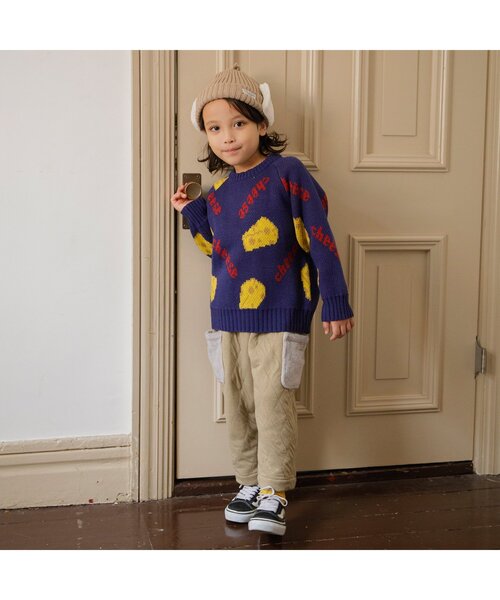 BREEZE（ブリーズ）の「耳付ニット帽（ニットキャップ/ビーニー・キッズ・ブルー/ベージュ/チャコール・50/54/58）」の5枚目の写真