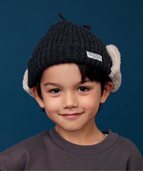 BREEZE（ブリーズ）の「耳付ニット帽（ニットキャップ/ビーニー・キッズ・ブルー/ベージュ/チャコール・50/54/58）」の21枚目の写真