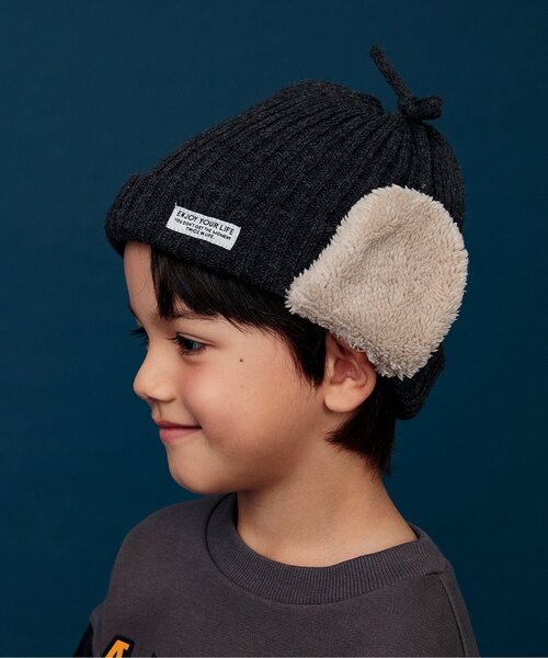 BREEZE（ブリーズ）の「耳付ニット帽（ニットキャップ/ビーニー・キッズ・ブルー/ベージュ/チャコール・50/54/58）」の22枚目の写真