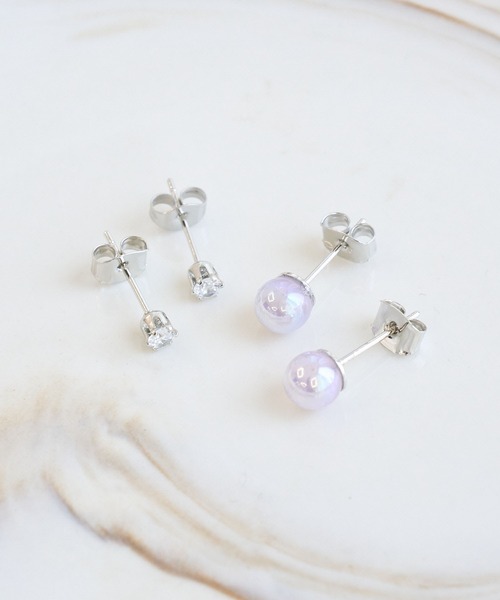 ROPE' PICNIC（ロペピクニック）の「ピアス2点セット（ピアス（両耳用）・レディース・オフホワイト/ラベンダー/ライトグリーン・FREE）」の3枚目の写真