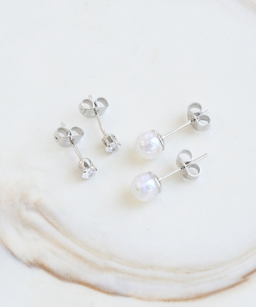 ROPE' PICNIC（ロペピクニック）の「ピアス2点セット（ピアス（両耳用）・レディース・オフホワイト/ラベンダー/ライトグリーン・FREE）」の2枚目の写真