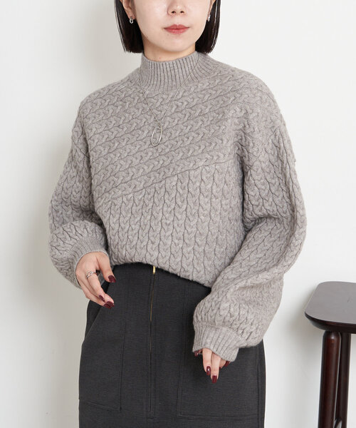 Jena espace merveilleux(ジェナ エスパスメルヴェイユ)の「斜めケーブルニット(ニット/セーター・レディース・ブルー/グレー/アイボリー・FREE)」の21枚目の写真