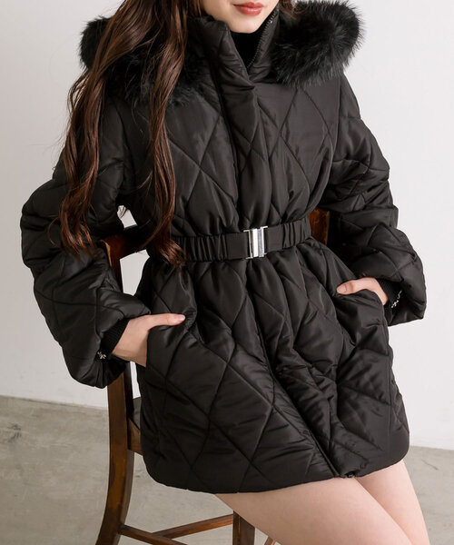 OLIVE des OLIVE（オリーブデオリーブ）の「【完売カラー再販開始！】ベルト付きキルトコート（その他アウター・レディース・オフホワイト/モカ/ブラック・FREE）」の22枚目の写真