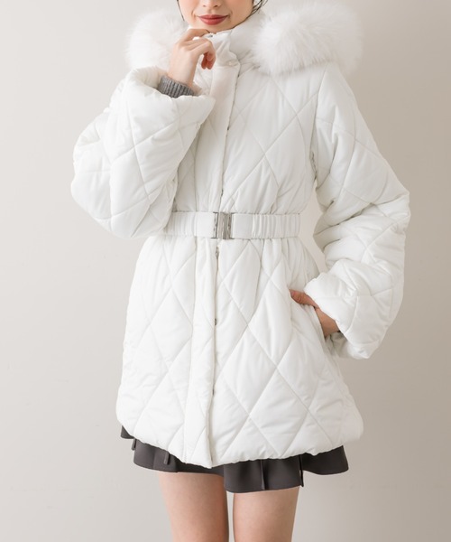 OLIVE des OLIVE（オリーブデオリーブ）の「【完売カラー再販開始！】ベルト付きキルトコート（その他アウター・レディース・オフホワイト/モカ/ブラック・FREE）」の2枚目の写真