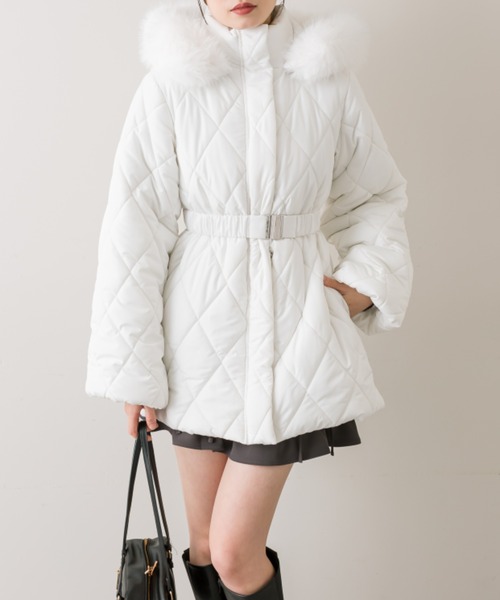 OLIVE des OLIVE（オリーブデオリーブ）の「【完売カラー再販開始！】ベルト付きキルトコート（その他アウター・レディース・オフホワイト/モカ/ブラック・FREE）」の6枚目の写真