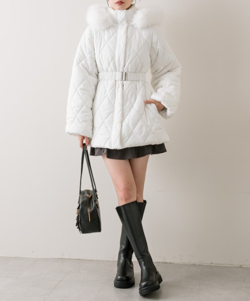 OLIVE des OLIVE（オリーブデオリーブ）の「【完売カラー再販開始！】ベルト付きキルトコート（その他アウター・レディース・オフホワイト/モカ/ブラック・FREE）」の10枚目の写真