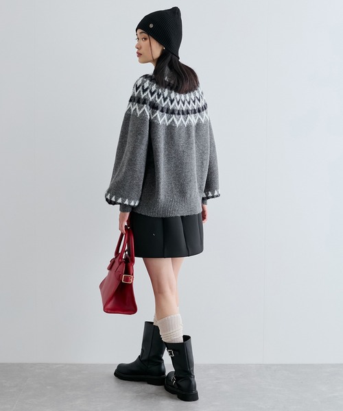 VIS（ビス）の「【洗える】ノルディック柄ハイネックニット（ニット/セーター・レディース・キナリ/グレー・FREE）」の11枚目の写真