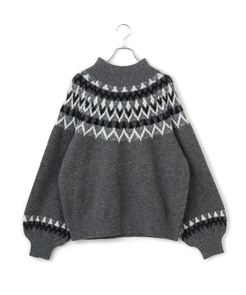 VIS（ビス）の「【洗える】ノルディック柄ハイネックニット（ニット/セーター・レディース・キナリ/グレー・FREE）」の14枚目の写真