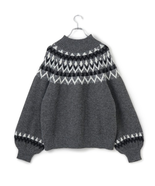 VIS（ビス）の「【洗える】ノルディック柄ハイネックニット（ニット/セーター・レディース・キナリ/グレー・FREE）」の15枚目の写真
