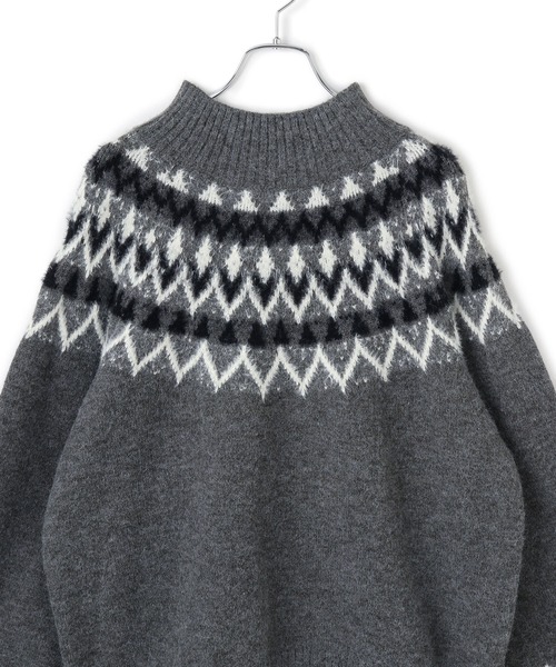 VIS（ビス）の「【洗える】ノルディック柄ハイネックニット（ニット/セーター・レディース・キナリ/グレー・FREE）」の16枚目の写真