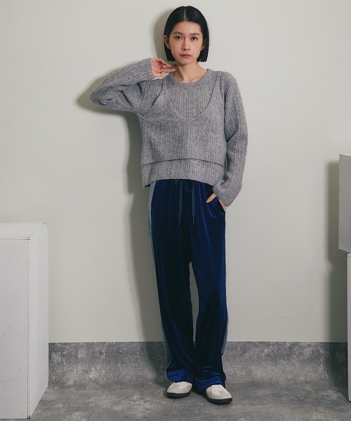 ANOTHER S(アナザーエス)の「ベロアサイドラインストレートパンツ(その他パンツ・レディース・ブラック/ネイビー/ブラウン・FREE)」の18枚目の写真