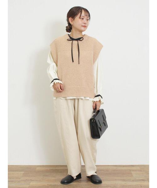 Samansa Mos2（サマンサ モスモス）の「柄アソートクレリック前後2WAYブラウス（シャツ/ブラウス・レディース・ブラック/ベージュ/オフホワイト/ブルー・F）」の14枚目の写真