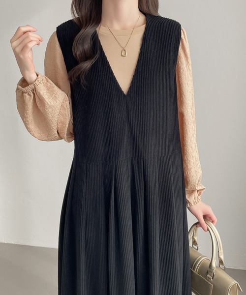 【セール】コーデュロイウエストタックジャンパースカート（ジャンパースカート）｜ABITOKYO（アビトーキョー） 6,392円